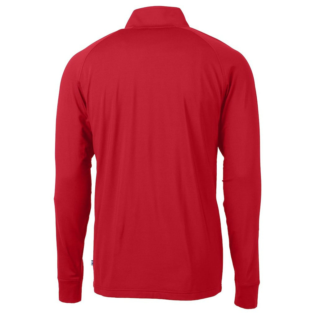 Buffalo Bills Cutter & Buck Adapt Eco Knit Stretch Recycled Quarter-Zip Throwback Pullover Top Red