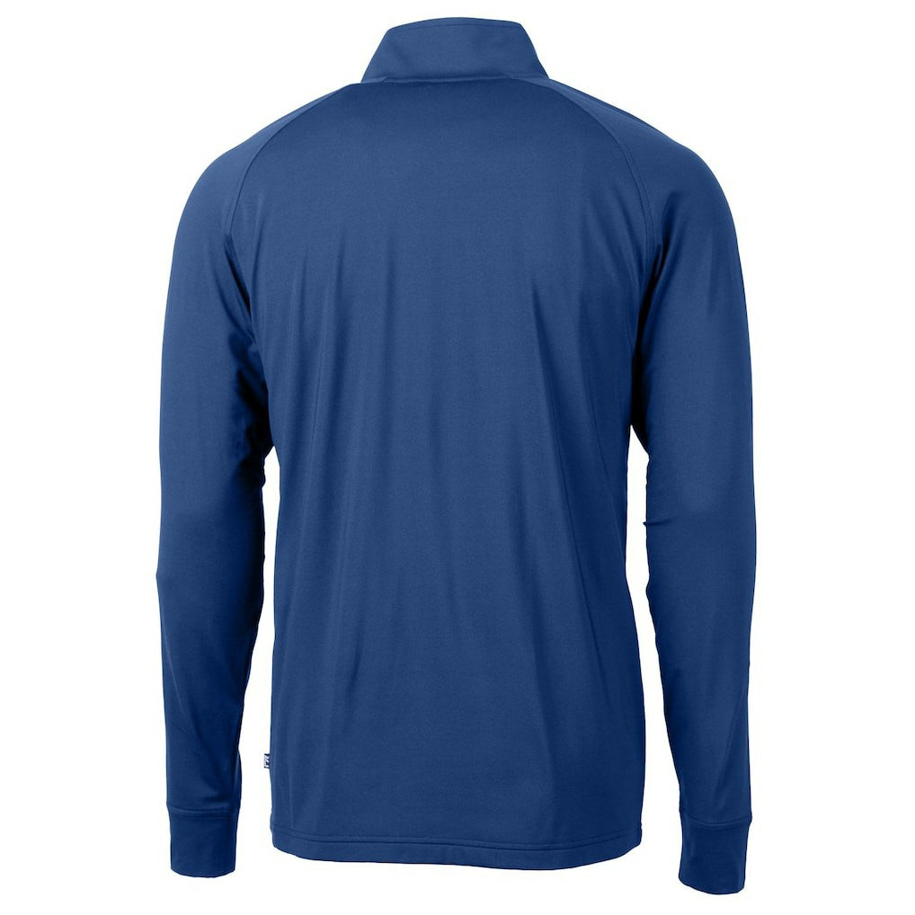 New England Patriots Cutter & Buck Adapt Eco Knit Stretch Recycled Quarter-Zip Throwback Pullover Top Royal