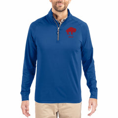 Buffalo Bills Cutter & Buck Adapt Eco Knit Stretch Recycled Quarter-Zip Throwback Pullover Top Royal