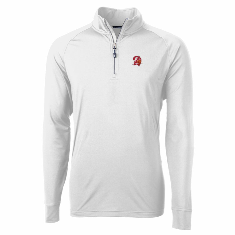 Tampa Bay Buccaneers Cutter & Buck Adapt Eco Knit Stretch Recycled Quarter-Zip Throwback Pullover Top White