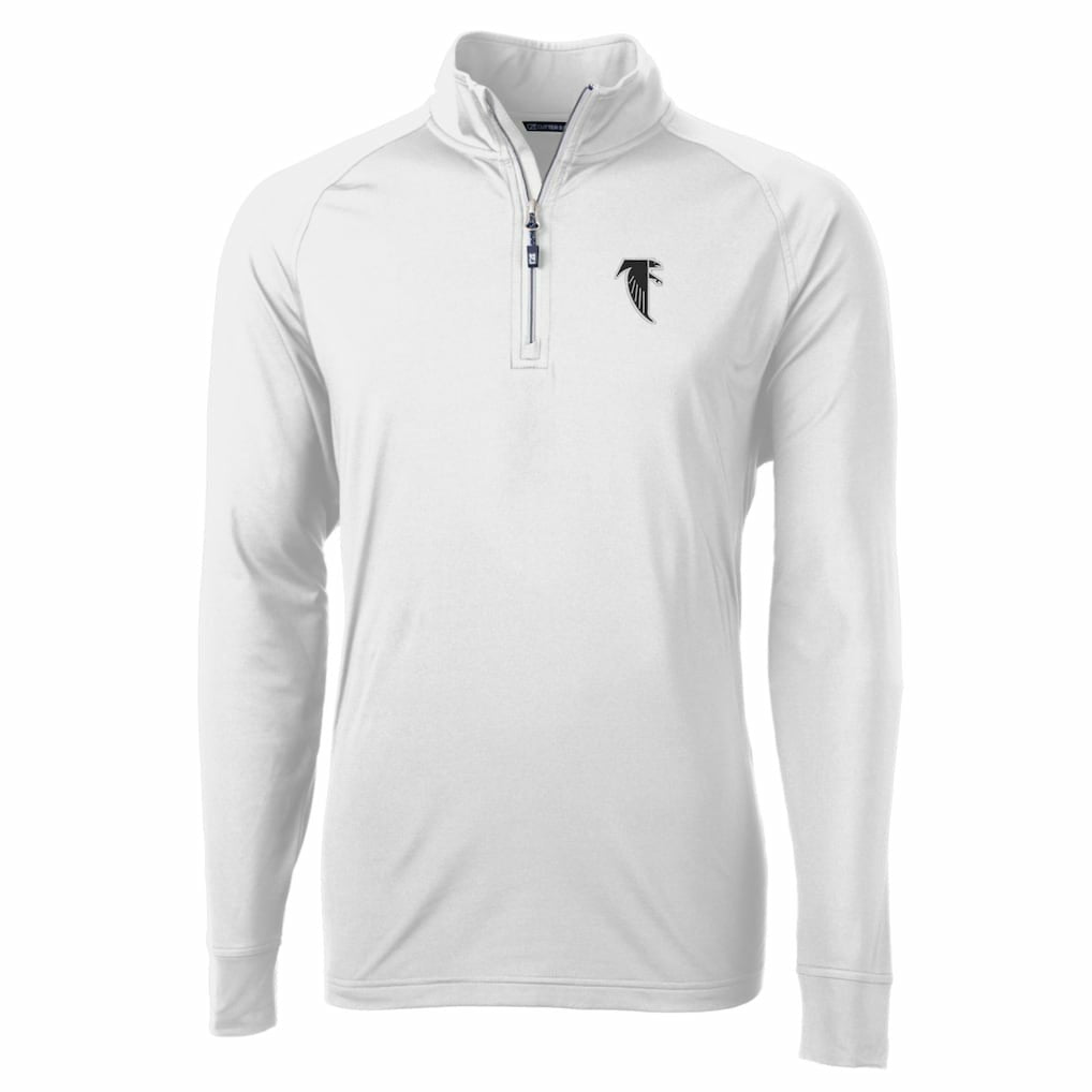 Atlanta Falcons Cutter & Buck Adapt Eco Knit Stretch Recycled Quarter-Zip Throwback Pullover Top White
