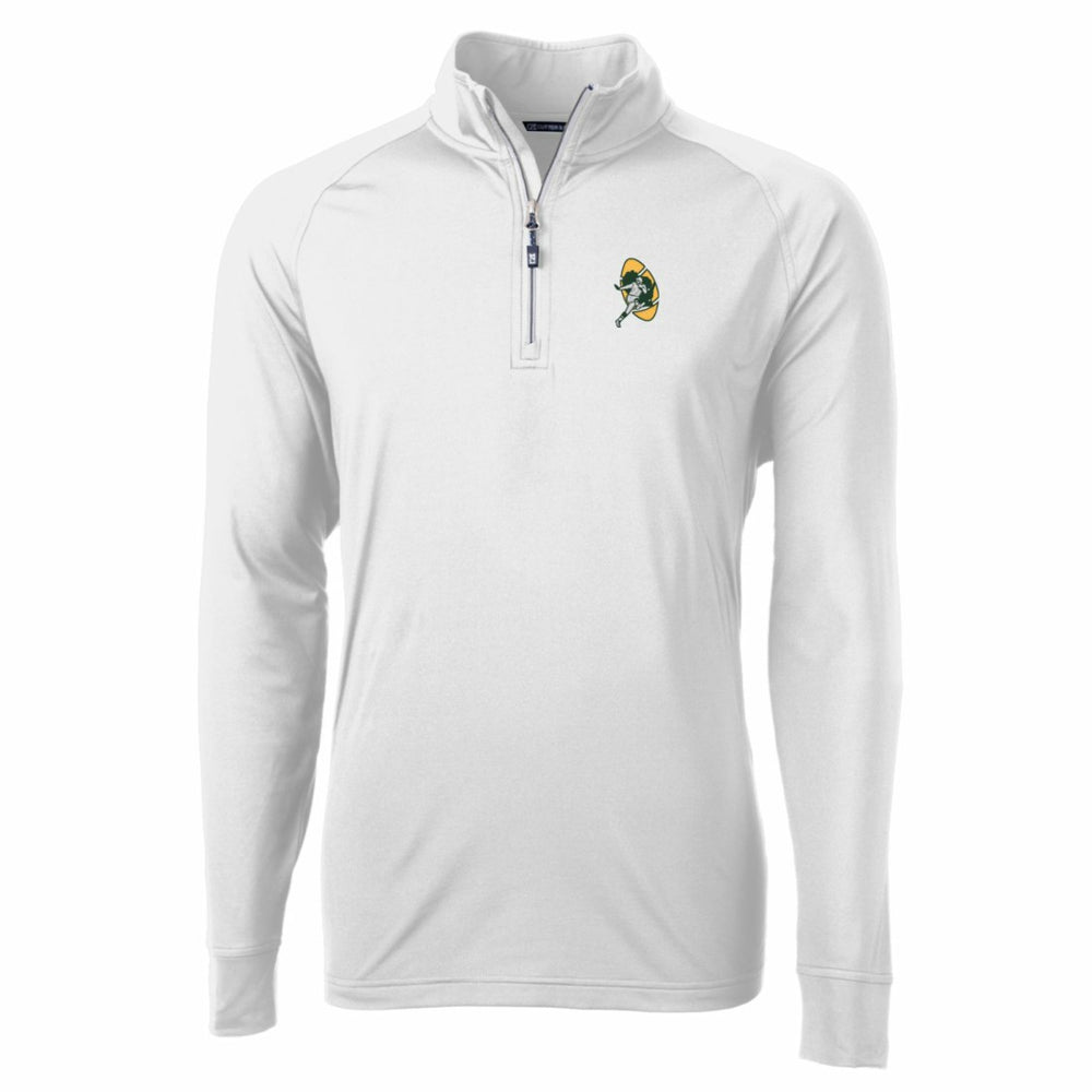 Green Bay Packers Cutter & Buck Adapt Eco Knit Stretch Recycled Quarter-Zip Throwback Pullover Top White