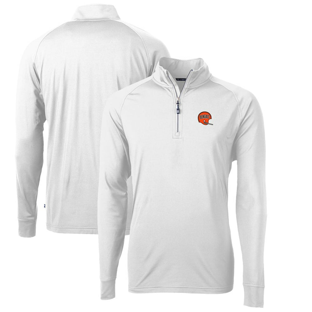 Cincinnati Bengals Cutter & Buck Adapt Eco Knit Stretch Recycled Quarter-Zip Throwback Pullover Top White