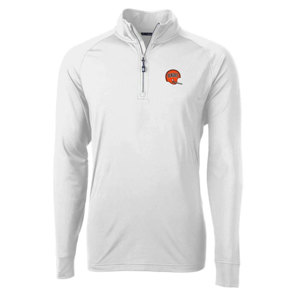Cincinnati Bengals Cutter & Buck Adapt Eco Knit Stretch Recycled Quarter-Zip Throwback Pullover Top White