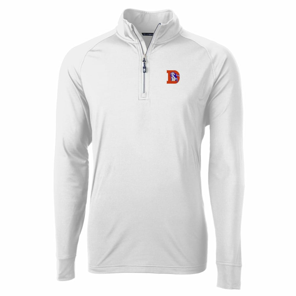 Denver Broncos Cutter & Buck Adapt Eco Knit Stretch Recycled Quarter-Zip Throwback Pullover Top White