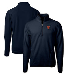 Chicago Bears Cutter & Buck Throwback Eco Sherpa Fleece Quarter-Zip Pullover Jacket Navy