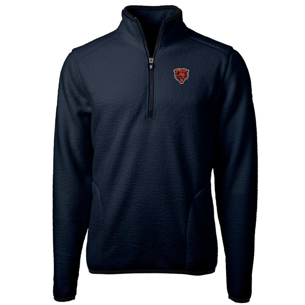 Chicago Bears Cutter & Buck Throwback Eco Sherpa Fleece Quarter-Zip Pullover Jacket Navy