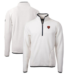 Chicago Bears Cutter & Buck Throwback Eco Sherpa Fleece Quarter-Zip Pullover Jacket White