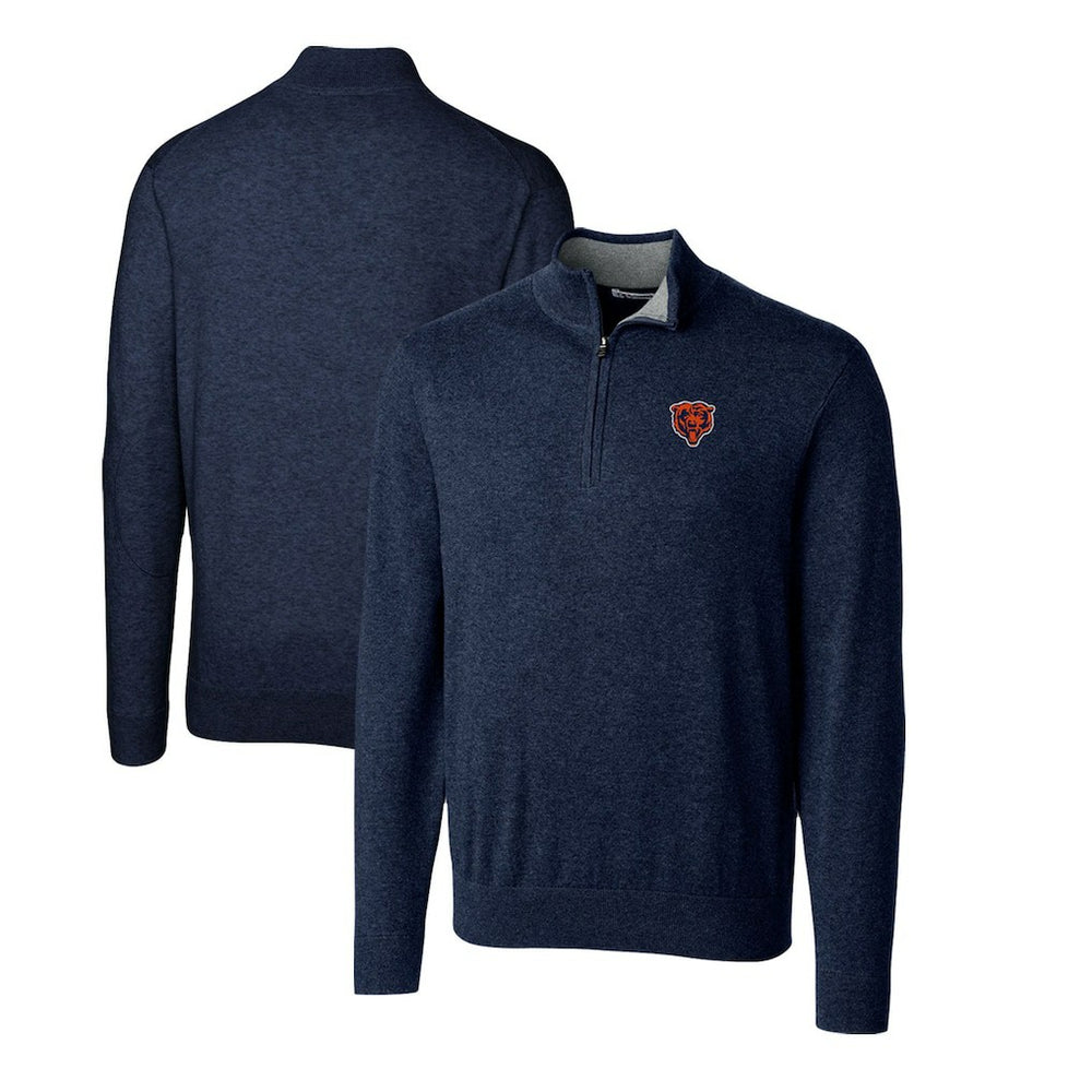 Chicago Bears Cutter & Buck Throwback Logo Lakemont Tri-Blend Quarter-Zip Pullover Sweater Navy