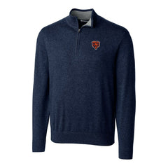 Chicago Bears Cutter & Buck Throwback Logo Lakemont Tri-Blend Quarter-Zip Pullover Sweater Navy
