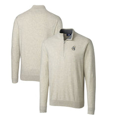 New Orleans Saints Cutter & Buck Throwback Logo Lakemont Tri-Blend Quarter-Zip Pullover Sweater Oatmeal