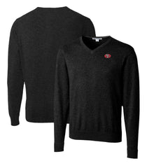 San Francisco 49ers Cutter & Buck Throwback Logo Lakemont Tri-Blend V-Neck Pullover Sweater Black