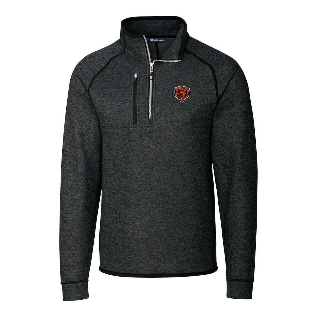 Chicago Bears Cutter & Buck Throwback Logo Mainsail Sweater-Knit Half-Zip Pullover Jacket Heather Charcoal