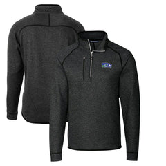Seattle Seahawks Cutter & Buck Throwback Logo Mainsail Sweater-Knit Half-Zip Pullover Jacket Heather Charcoal