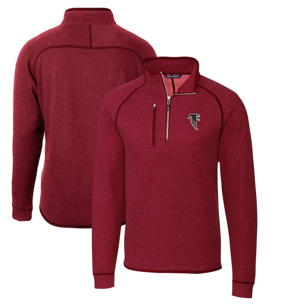 Atlanta Falcons Cutter & Buck Mainsail Sweater-Knit Half-Zip Pullover Jacket Red