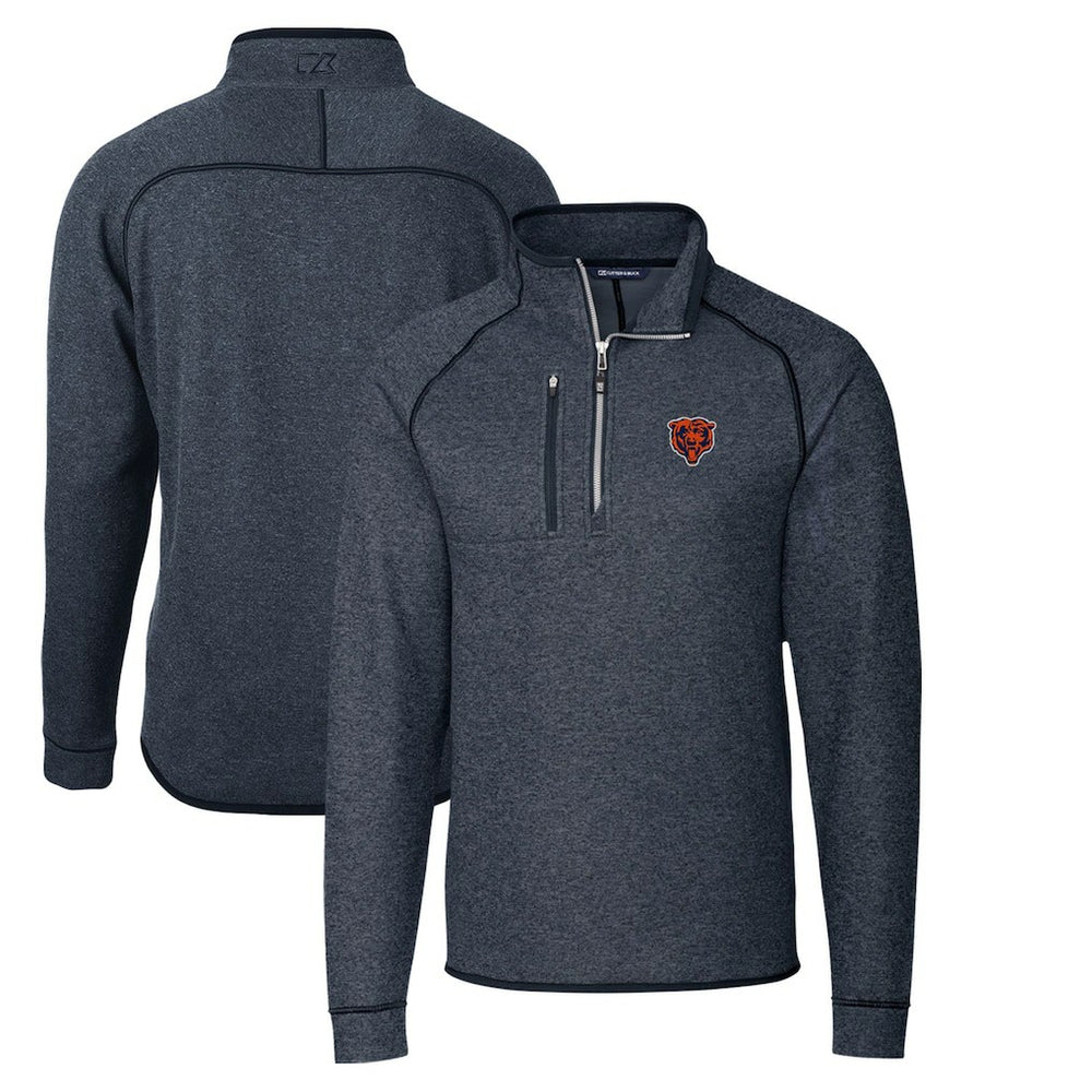 Chicago Bears Cutter & Buck Throwback Logo Mainsail Sweater-Knit Half-Zip Pullover Jacket Heather Navy