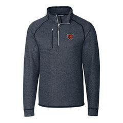 Chicago Bears Cutter & Buck Throwback Logo Mainsail Sweater-Knit Half-Zip Pullover Jacket Heather Navy