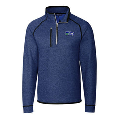 Seattle Seahawks Cutter & Buck Throwback Logo Mainsail Sweater-Knit Half-Zip Pullover Jacket Heather Royal