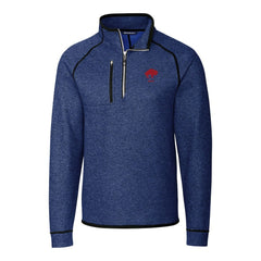 Buffalo Bills Cutter & Buck Throwback Logo Mainsail Sweater-Knit Half-Zip Pullover Jacket Heather Royal