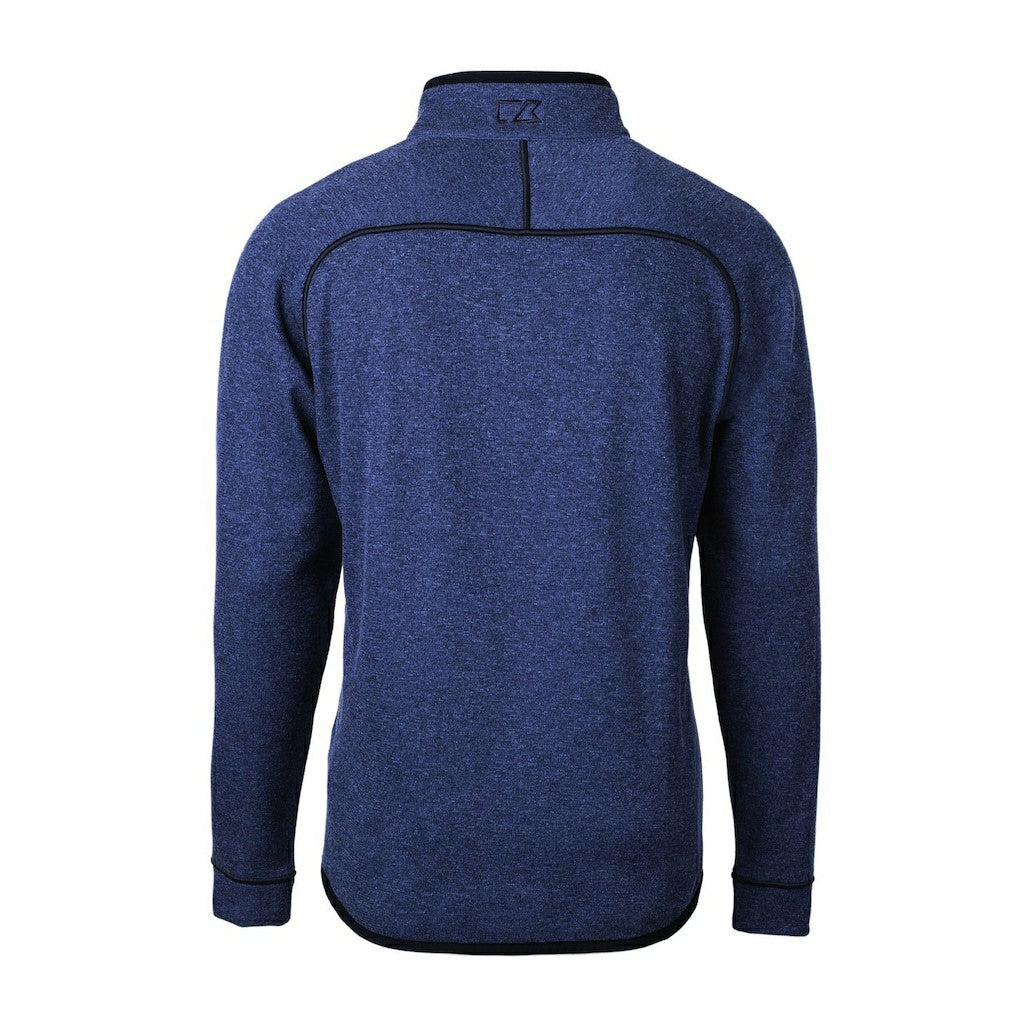 Buffalo Bills Cutter & Buck Throwback Logo Mainsail Sweater-Knit Half-Zip Pullover Jacket Heather Royal