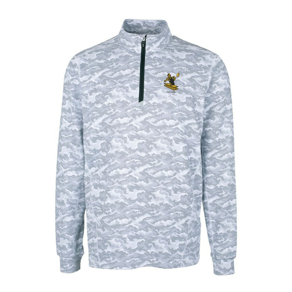 Pittsburgh Steelers Cutter & Buck Throwback Logo Traverse Camo Print Stretch Quarter-Zip Pullover Top Charcoal