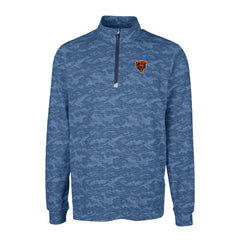 Chicago Bears Cutter & Buck Throwback Logo Traverse Camo Print Stretch Quarter-Zip Pullover Top Navy