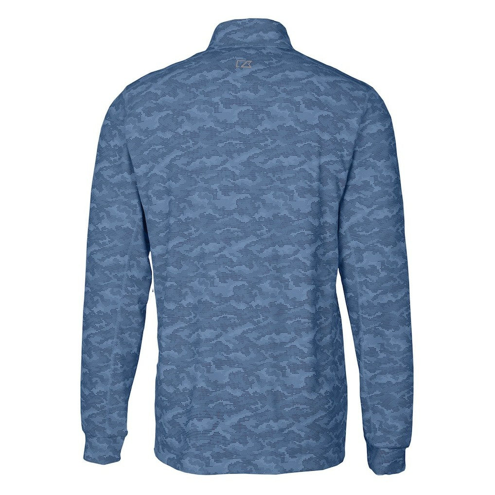 Los Angeles Chargers Cutter & Buck Throwback Logo Traverse Camo Print Stretch Quarter-Zip Pullover Top Navy