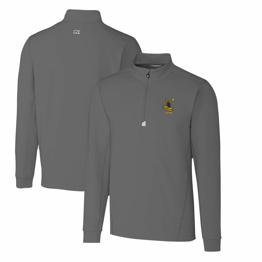 Pittsburgh Steelers Cutter & Buck Throwback Logo Traverse Stretch Quarter-Zip Pullover Top Steel