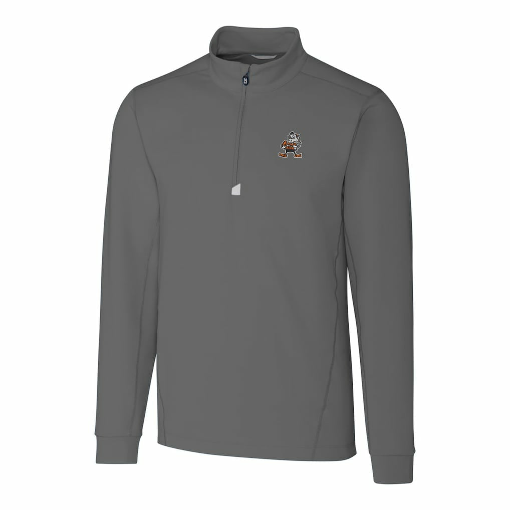 Cleveland Browns Cutter & Buck Throwback Logo Traverse Stretch Quarter-Zip Pullover Top Steel