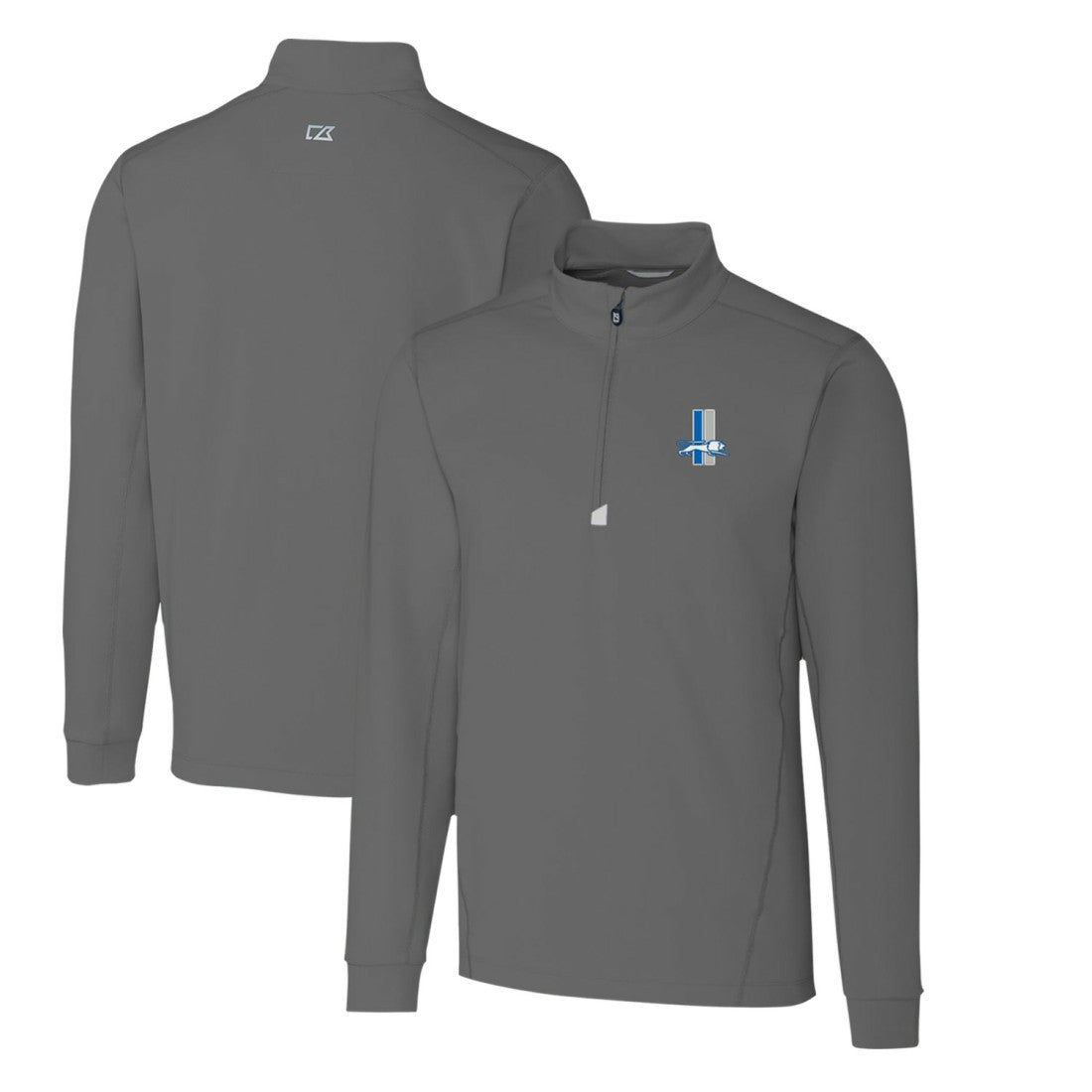 Detroit Lions Cutter & Buck Throwback Logo Traverse Stretch Quarter-Zip Pullover Top Steel