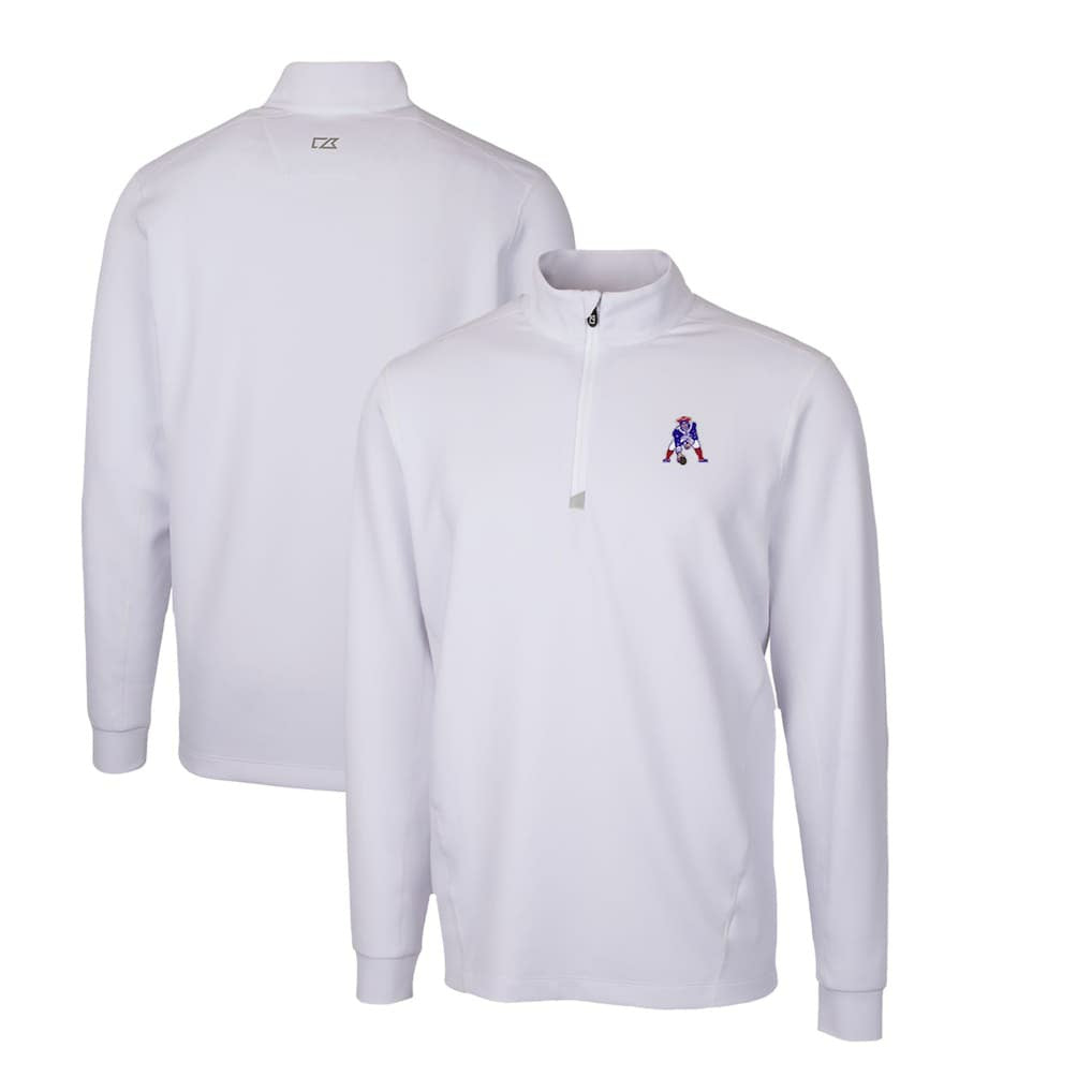 New England Patriots Cutter & Buck Throwback Logo Traverse Stretch Quarter-Zip Pullover Top White