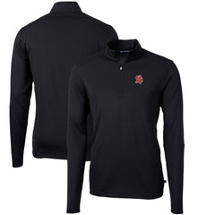 Tampa Bay Buccaneers Cutter & Buck Throwback Logo Virtue Eco Pique Recycled Quarter-Zip Pullover Top Black