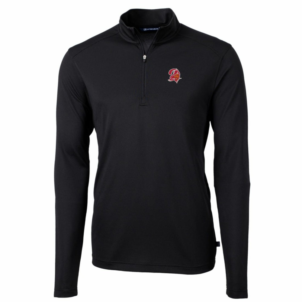 Tampa Bay Buccaneers Cutter & Buck Throwback Logo Virtue Eco Pique Recycled Quarter-Zip Pullover Top Black