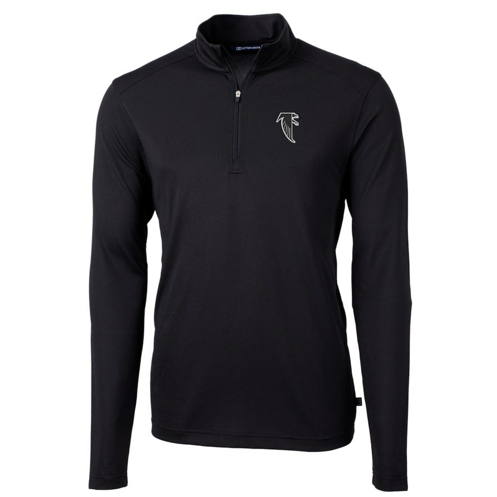 Atlanta Falcons Cutter & Buck Throwback Logo Virtue Eco Pique Recycled Quarter-Zip Pullover Top Black