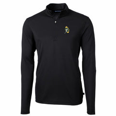 Green Bay Packers Cutter & Buck Throwback Logo Virtue Eco Pique Recycled Quarter-Zip Pullover Top Black