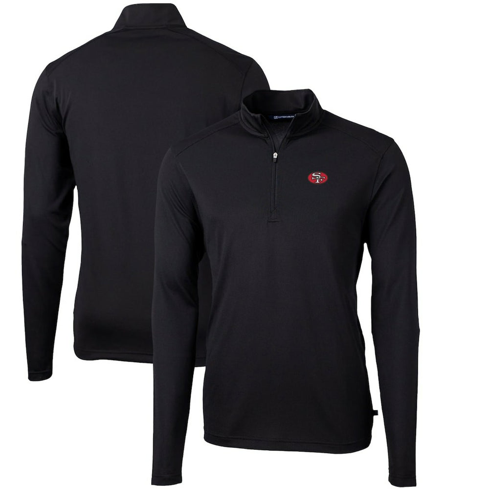 San Francisco 49ers Cutter & Buck Throwback Logo Virtue Eco Pique Recycled Quarter-Zip Pullover Top Black