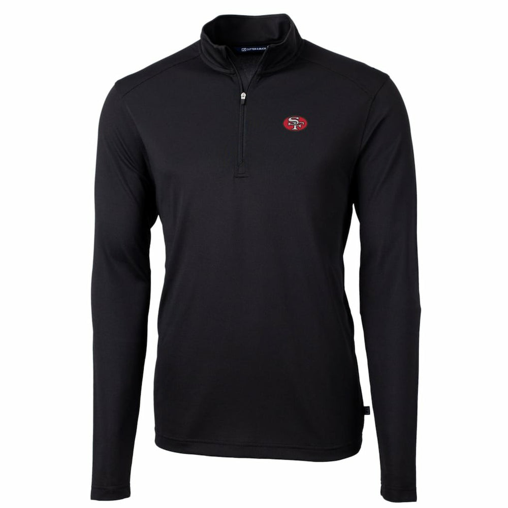 San Francisco 49ers Cutter & Buck Throwback Logo Virtue Eco Pique Recycled Quarter-Zip Pullover Top Black