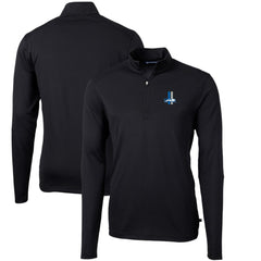 Detroit Lions Cutter & Buck Throwback Logo Virtue Eco Pique Recycled Quarter-Zip Pullover Top Black