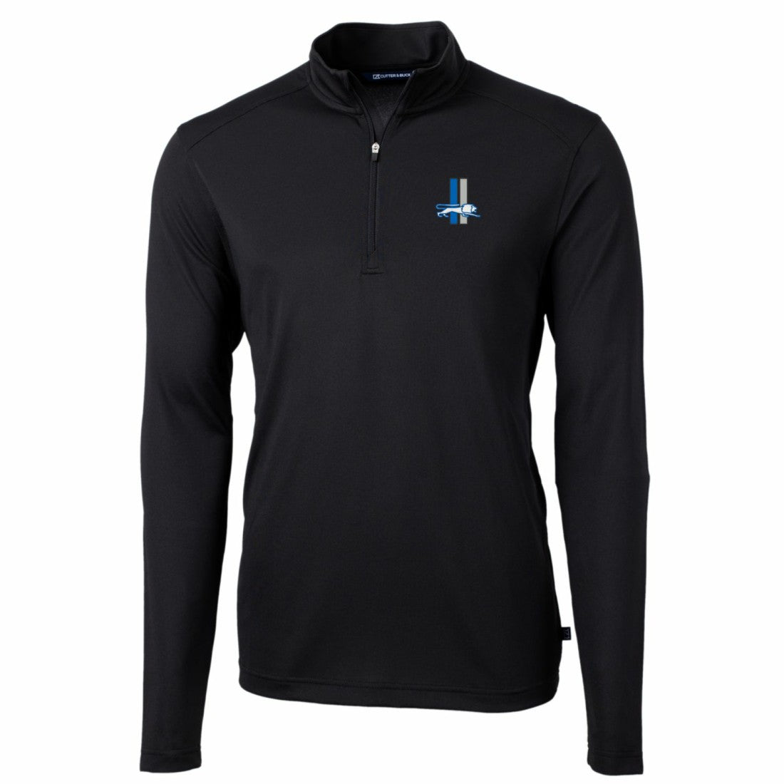Detroit Lions Cutter & Buck Throwback Logo Virtue Eco Pique Recycled Quarter-Zip Pullover Top Black