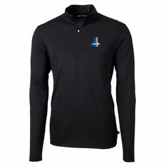 Detroit Lions Cutter & Buck Throwback Logo Virtue Eco Pique Recycled Quarter-Zip Pullover Top Black