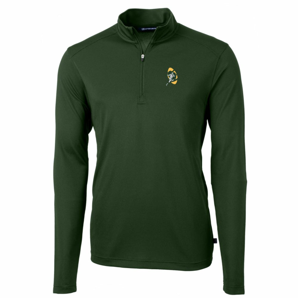 Green Bay Packers Cutter & Buck Throwback Logo Virtue Eco Pique Recycled Quarter-Zip Pullover Top Green