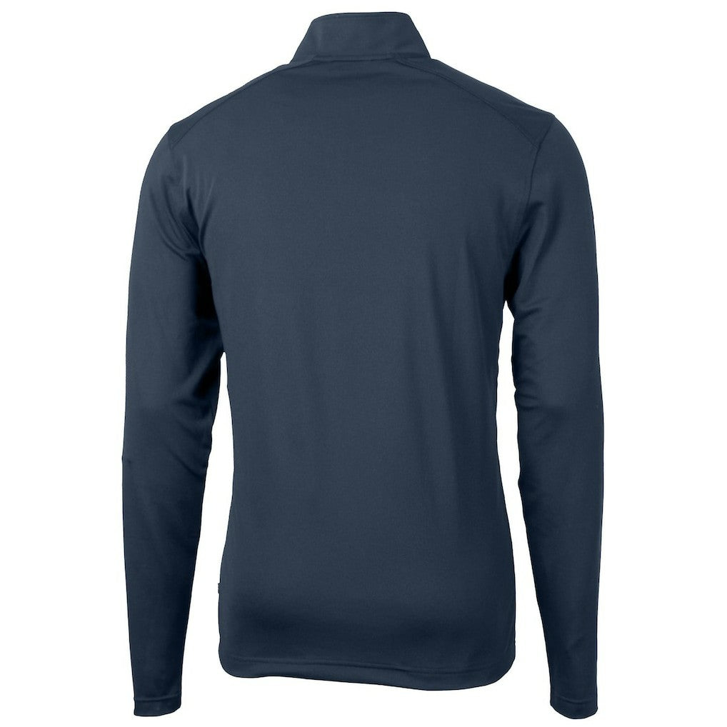 Chicago Bears Cutter & Buck Throwback Logo Virtue Eco Pique Recycled Quarter-Zip Pullover Top Navy