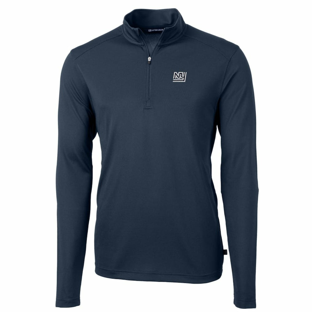 New York Giants Cutter & Buck Throwback Logo Virtue Eco Pique Recycled Quarter-Zip Pullover Top Navy