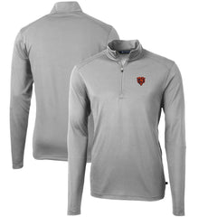 Chicago Bears Cutter & Buck Throwback Logo Virtue Eco Pique Recycled Quarter-Zip Pullover Top Gray