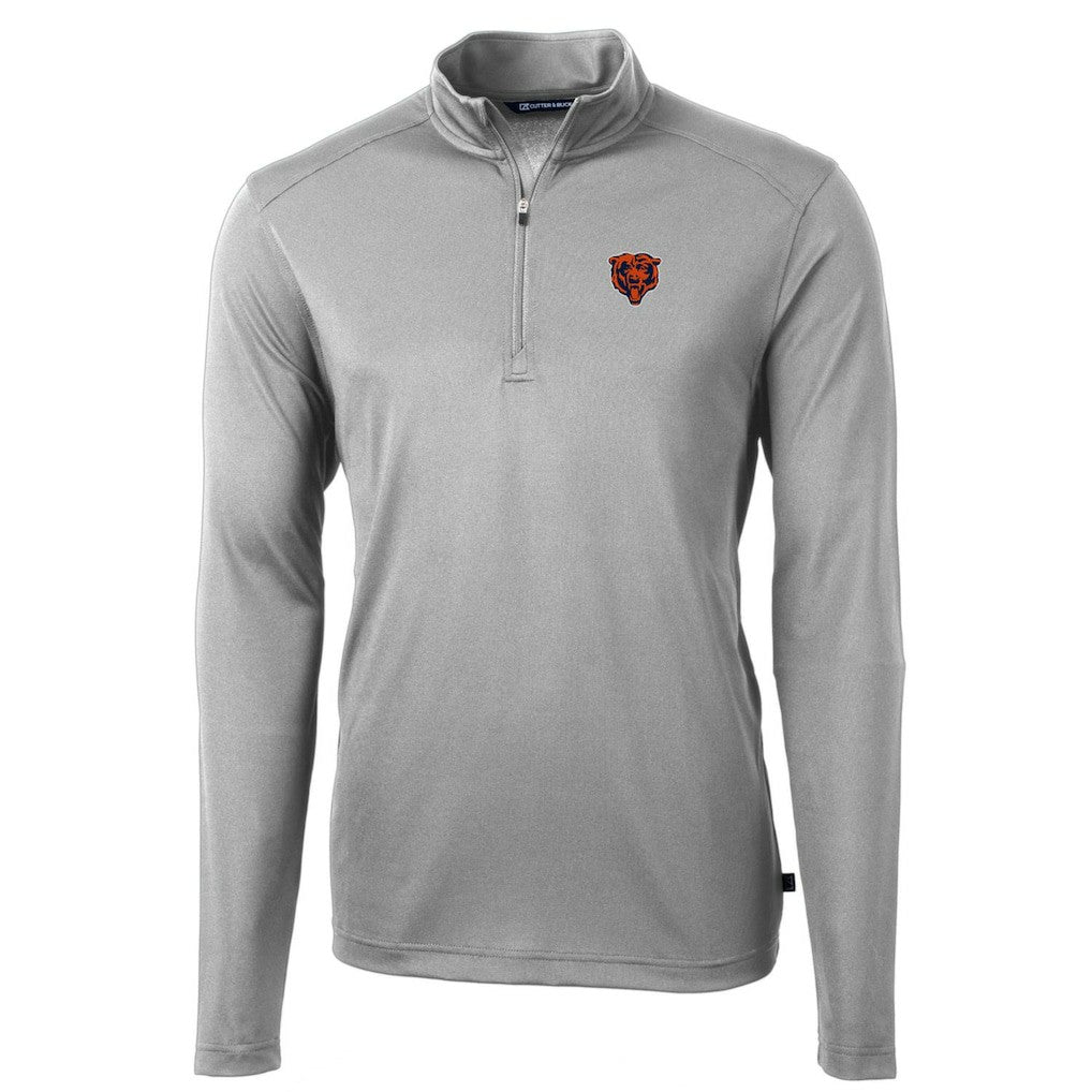 Chicago Bears Cutter & Buck Throwback Logo Virtue Eco Pique Recycled Quarter-Zip Pullover Top Gray
