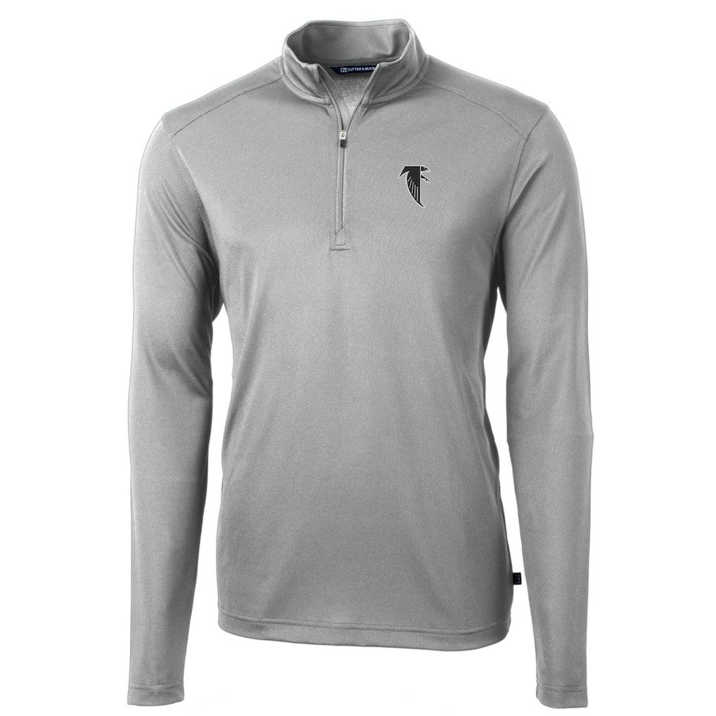 Atlanta Falcons Cutter & Buck Throwback Logo Virtue Eco Pique Recycled Quarter-Zip Pullover Top Gray