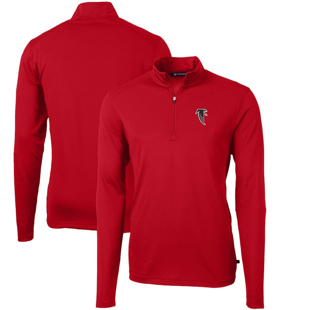 Atlanta Falcons Cutter & Buck Throwback Logo Virtue Eco Pique Recycled Quarter-Zip Pullover Top Red