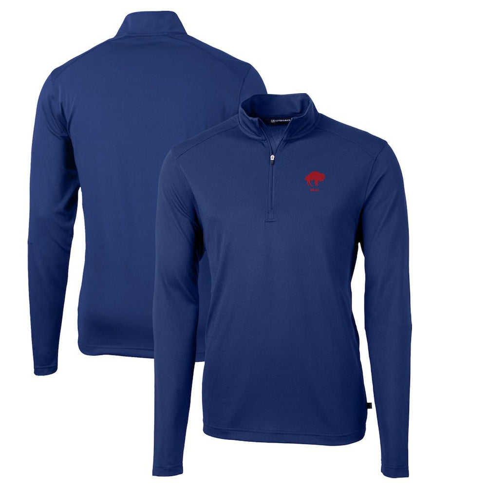 Buffalo Bills Cutter & Buck Throwback Logo Virtue Eco Pique Recycled Quarter-Zip Pullover Top Royal