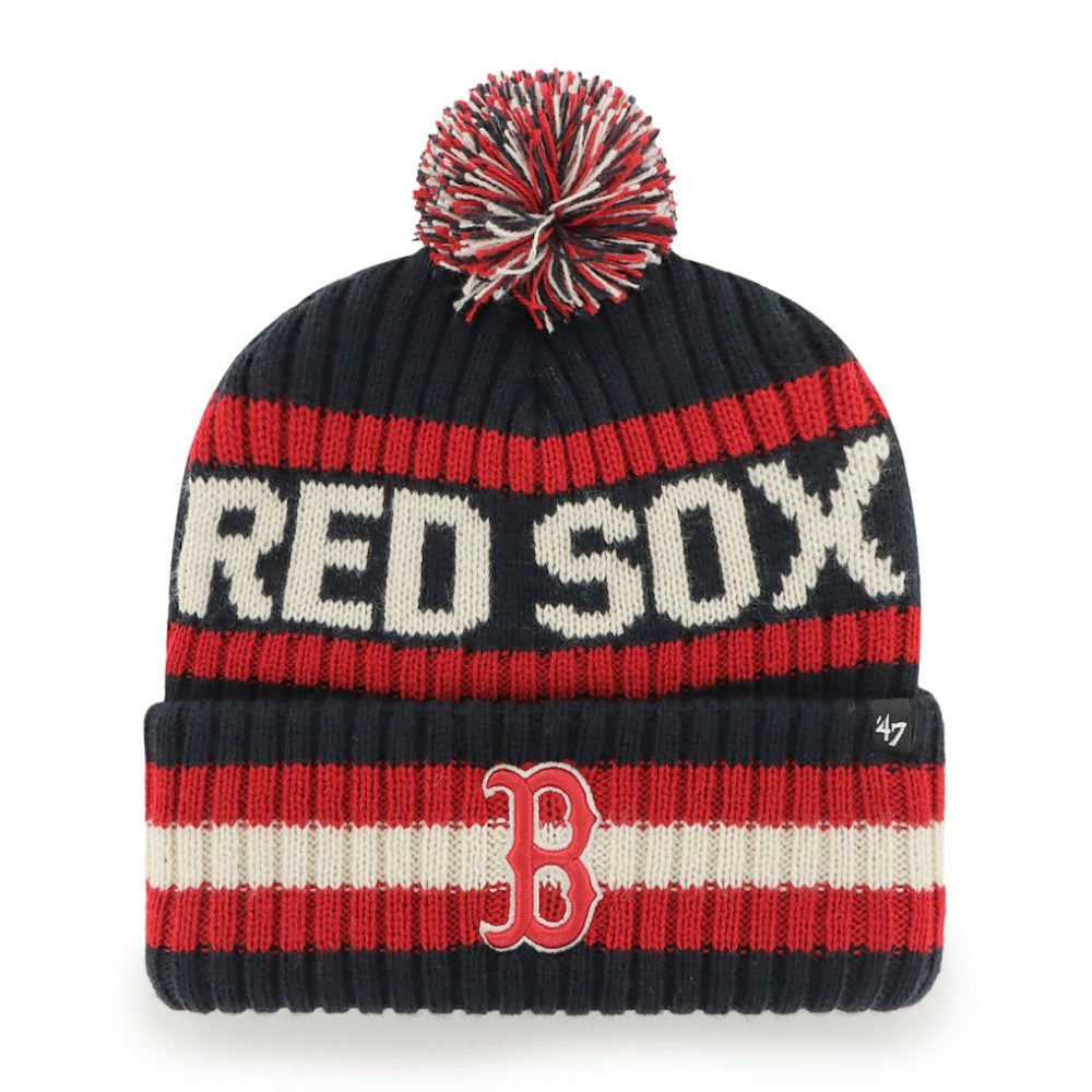 Boston Red Sox '47 Primary Team Logo Bering Pom Top Cuff Knit Hat – Navy - 47 brand Discount