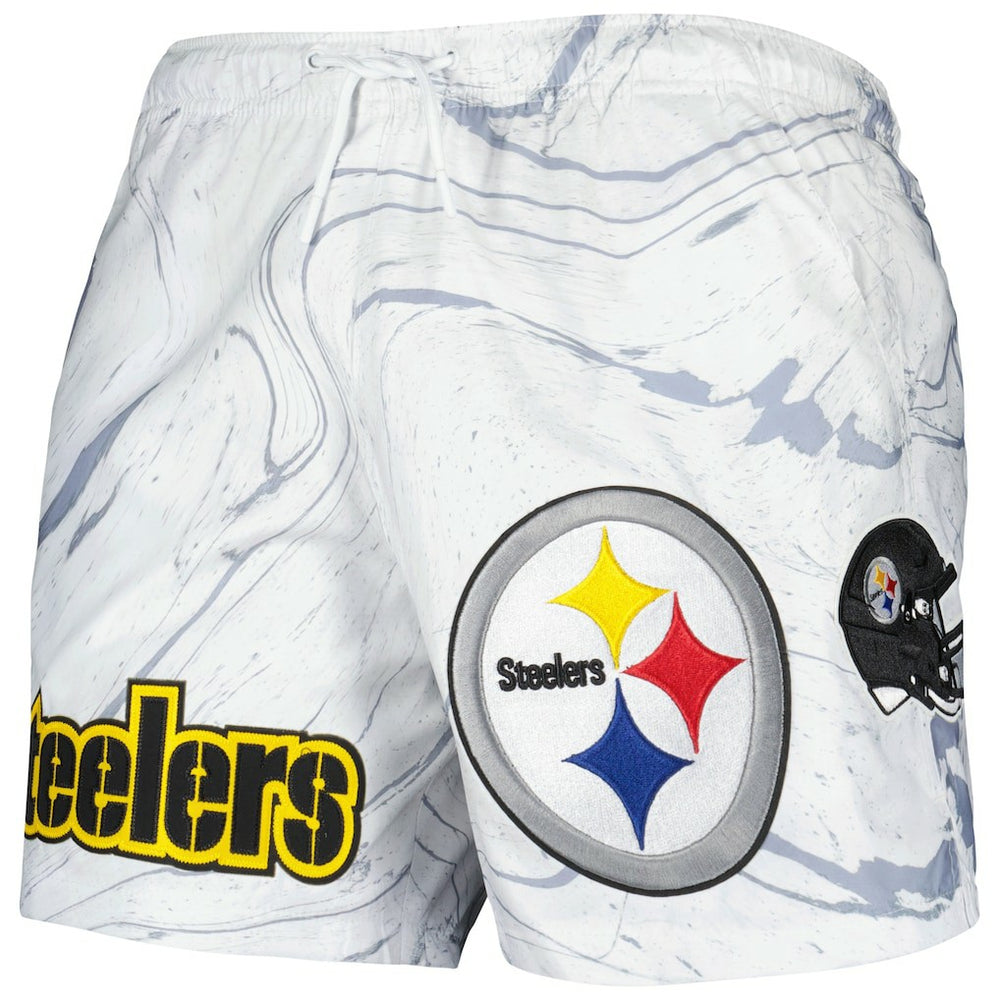 Pittsburgh Steelers Pro Standard Allover Marble Print Shorts White